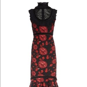 NWT Alice + Olivia EVELINA MIDI RUFFLE DRESS